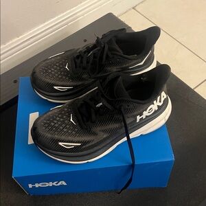 Hoka Black and White Athletic Shoes